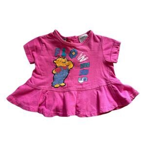 Vintage Winnie The Pooh Top Baby Girl Pink Size 3-6 Months Disney 90s Ruffle Top